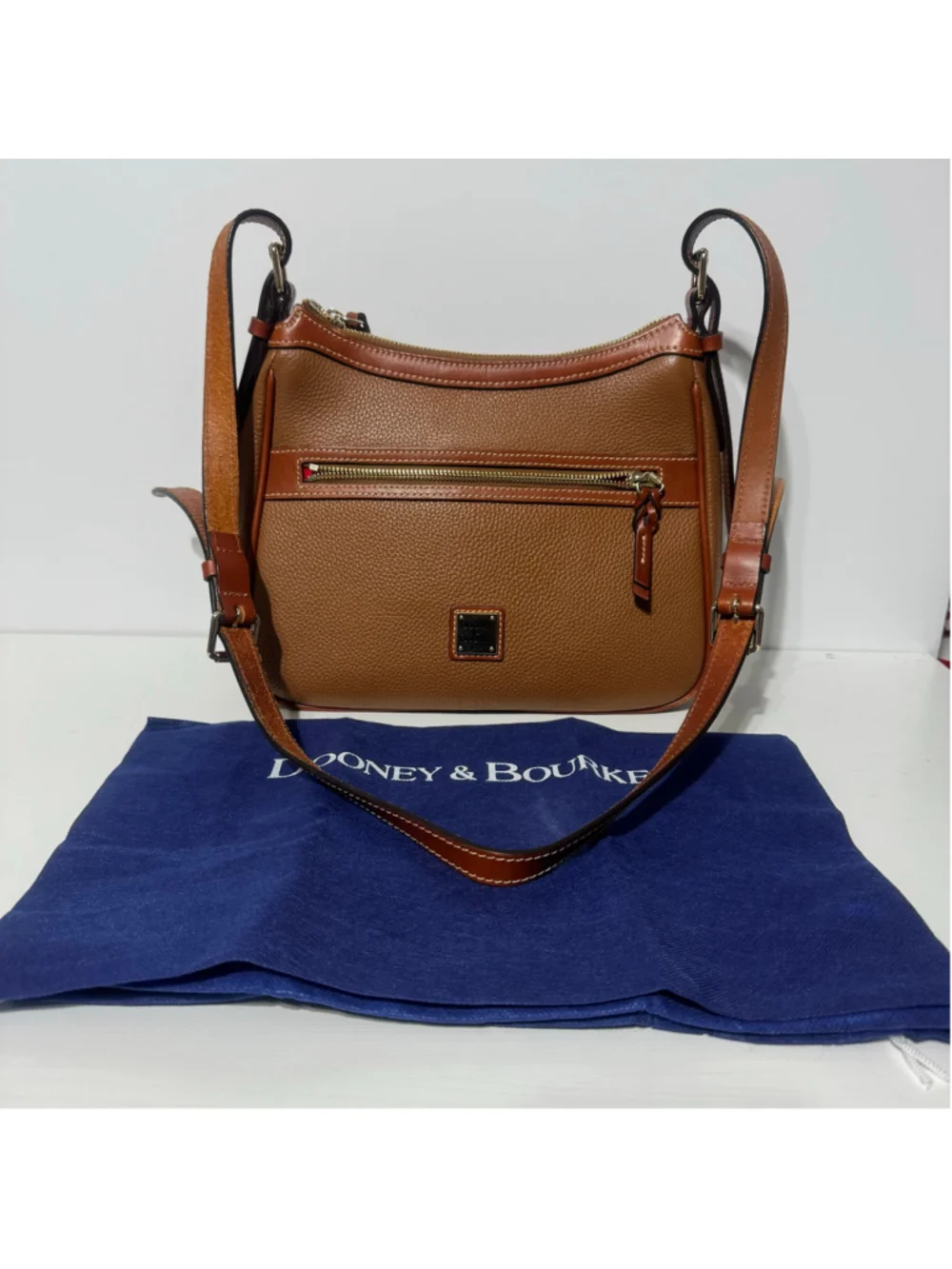 Dooney & Bourke 1975 Pebbled Leather Crossbody Shoulder Bag Brown Red